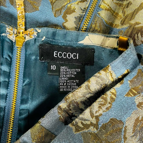 Eccoci Blue and Gold Shimmer Strapless Dress | Holiday, Party, Wedding | Pockets - Picture 5 of 8